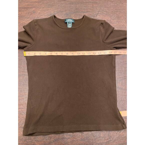 Lauren Ralph Lauren Women’s Brown Ribbed Long Sleeve Top Size L Stretch Classic‎ - Picture 6 of 7